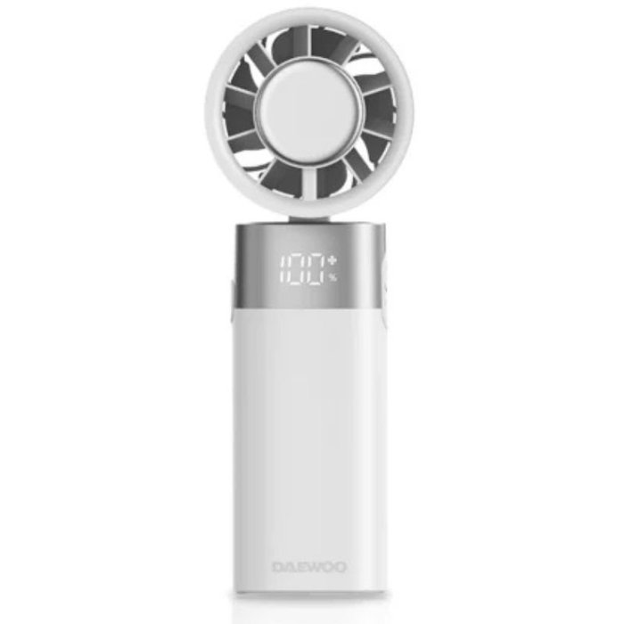 Daewoo Ventilador de Mano DW9013 Blanco con 80 Velocidades y Display LED Daewoo Ventilador de Mano DW9013 Blanco con 80 Velocidades y Display LED